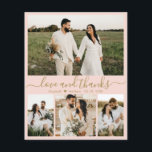 Budget Elegantes Foto Hochzeit Dankeschön Karte<br><div class="desc">Budget, modern, elegant, Hand Lettered Wedding Vier (4) Foto Collage Danke Karte in rot Rosa und Gold. Stilvolle Hochzeit dank der Kartenvorlage mit 4 Foto auf der Vorderseite und einem Foto auf der Rückseite. Mit dem Text "Liebe und Dank" in einer Wirblen Hand geschrieben Typografie Skript Swash-Schwanz Schriftart in goldener...</div>