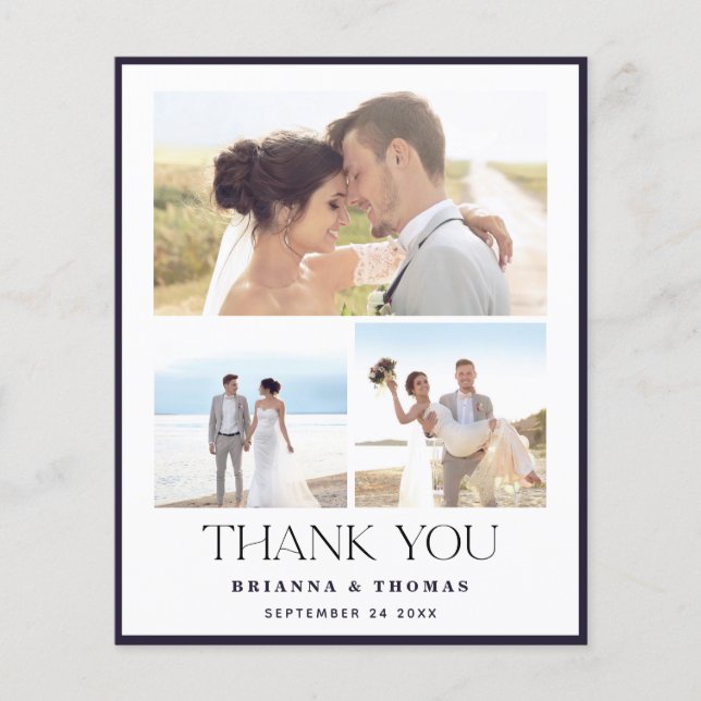 Budget Elegantes Foto Hochzeit Vielen Dank Flyer (Vorne)