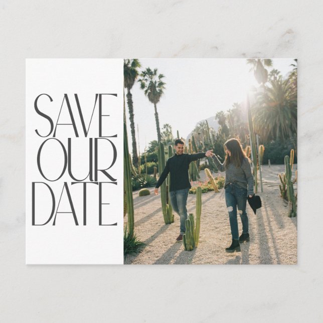 Budget Elegantes Foto Moderne Hochzeit retten Datu Postkarte (Vorderseite)