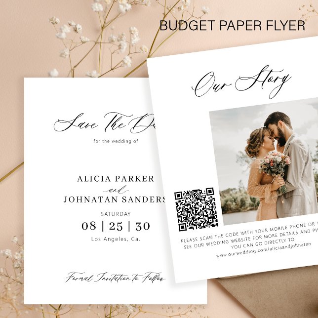 Budget elegantes Foto QR Code Hochzeit speichern S Flyer (Von Creator hochgeladen)