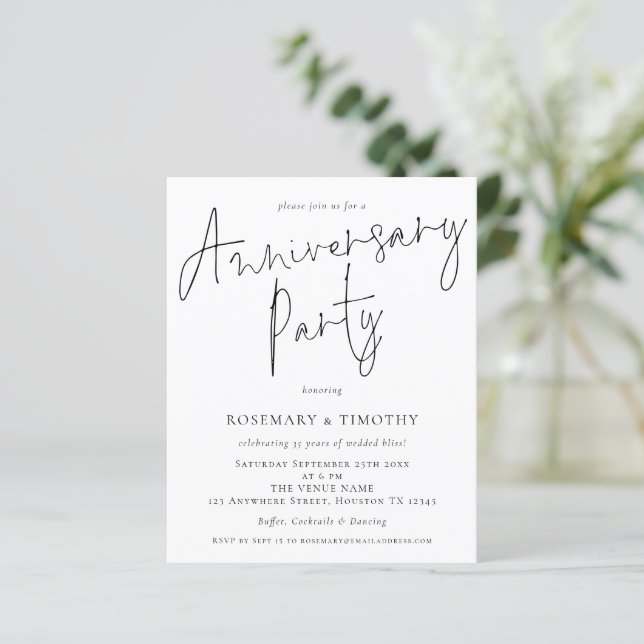 Budget Elegantes Hochzeitstag Party Einladung (Stehend Vorderseite)