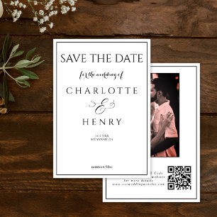 Budget Elegantes Kalligrafie-Foto QR-Code Save The Date