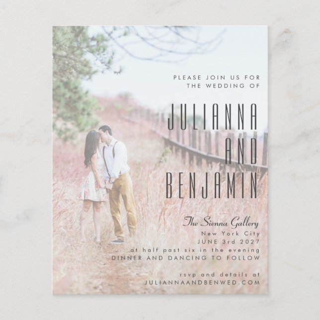 Budget Elegantes modernes Foto-Overlay-Einladung (Vorderseite)