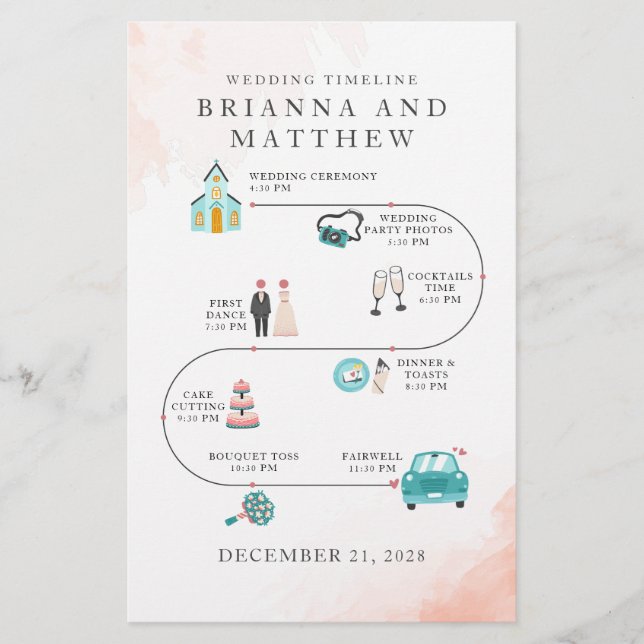 Budget Elegantes Programm für Hochzeitssymbole Briefpapier (Vorderseite)
