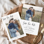 Budget Elegantes Save the Date Foto Minimalistisch Flyer<br><div class="desc">Budget Hochzeit Speichern Sie die Datumskarten,  die ein Foto auf der Vorder- und Rückseite haben. Die Save the Date-Karten enthalten eine moderne,  handgeschriebene,  kursive Schriftzeichen-Typografie,  die elegant,  einfach und modern nach einem einfachen Hochzeitstag-Fest zu verwenden sind.</div>