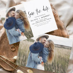 Budget Elegantes Save the Date Foto Minimalistisch Flyer<br><div class="desc">Budget Hochzeit Speichern Sie die Datumskarten,  die ein Foto auf der Vorder- und Rückseite haben. Die Save the Date-Karten enthalten eine moderne,  handgeschriebene,  kursive Schriftzeichen-Typografie,  die elegant,  einfach und modern nach dem Hochzeitstag zu verwenden sind.</div>