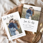 Budget Elegantes Save the Date Foto Minimalistisch Flyer<br><div class="desc">Budget Hochzeit Speichern Sie die Datumskarten,  die ein Foto auf der Vorder- und Rückseite haben. Die Save the Date-Karten enthalten eine moderne,  handgeschriebene,  kursive Schriftzeichen-Typografie,  die elegant,  einfach und modern nach einem einfachen Hochzeitstag-Fest zu verwenden sind.</div>