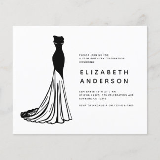 BUDGET Elegantes Schwarzes Kleid Geburtstagseinlad