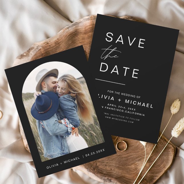 Budget Elegantes Schwarzes Save the Date Foto (Von Creator hochgeladen)
