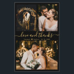 Budget Elegantes Script Foto Hochzeit Danke Karte<br><div class="desc">Budget, modern, elegant, handschriftlich 3 Foto Collage Gold und Black Wedding Vielen Dank personalisiert günstig THIN Karte. Minimalistische Hochzeit Dankeschön Kartenvorlage mit drei (3) Foto auf der Vorderseite und (1) ein Foto auf der Rückseite. ***BEACHTE! *** HAUSHALTSPAPIER/FLYER IST DÜNN. *** AKTUALISIEREN SIE DAS PAPIER FÜR EIN THICKER-PAPIER. *** Mit dem...</div>