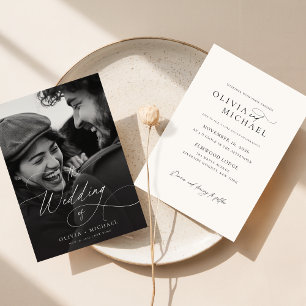 Budget Elegantes Script Foto Hochzeiten Einladunge