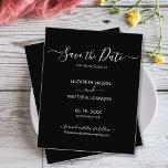 Budget Elegantes Skript Save the Date Schwarz-weiß Flyer<br><div class="desc">Budget elegante Drehbuch minimalistisch moderne, nicht Foto Schwarz-Weiß Hochzeit sparen das Datum Ankündigung personalisiert erschwingliche Low Budget Flyer. Einfache, saubere Design-Vorlage mit einem eleganten, kursiven Handschrift Schrift Schrift "Save the Date" Text in schwarz auf weißem Hintergrund. ***BEACHTE! *** HAUSHALTSPAPIER/FLYER IST PAPIERTHIN. KOSTENLOS.*** PAPIER FÜR EIN THICKER PAPIER AKTUALISIEREN. **** ***...</div>