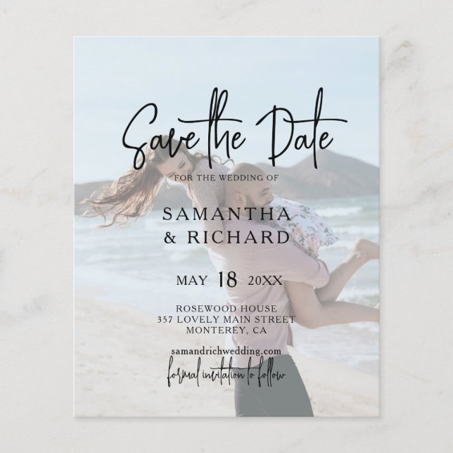 Budget Elegantes Typografie-Foto Save the Date Flyer (Vorne)
