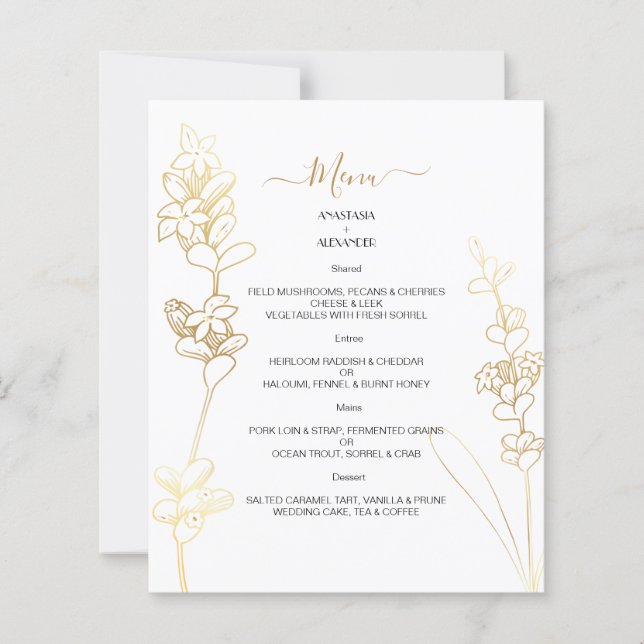 Budget Elegantes WEDDING MENU. MENÜKARTE (Vorderseite)
