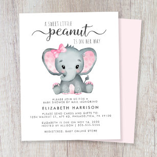 Budget Elephant Baby Girl Dusche per Mail Einladun