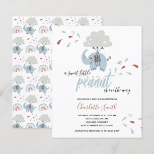 Budget Elephant Blue Boy's Baby Shower Einladung