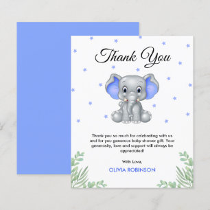 Budget Elephant Boy Baby shower Carte de remerciem
