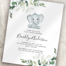 BUDGET Elephant Eucalyptus Baby Shower Einladung