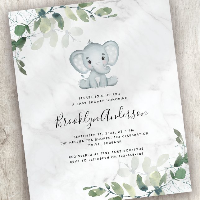 BUDGET Elephant Eucalyptus Baby Shower Einladung (Von Creator hochgeladen)