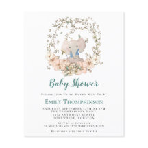 Budget Elephant Foliage Boy Babydusche Einladung