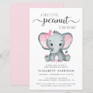 Budget Elephant Pink Baby Dusche Einladung