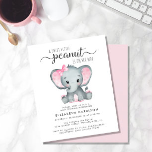 Budget Elephant Pink Baby Girl Sprinkle Einladung