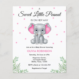 Budget Elephant Pink Girl Babydusche Einladung