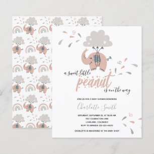 Budget Elephant Pink Girl's Baby Shower Einladung