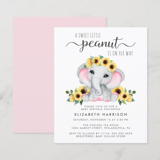 Budget Elephant Sunflowers Baby Sprinkle (Vorne/Hinten)