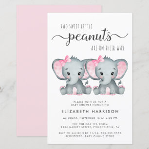Budget Elephant Twin Girls Babydusche Einladung
