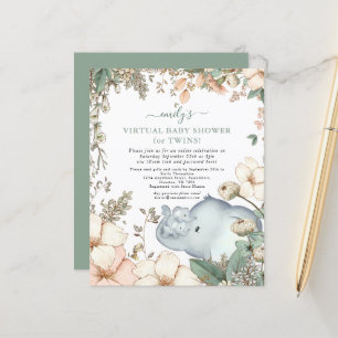 Budget Elephant Twins Virtual Baby Shower laden ei