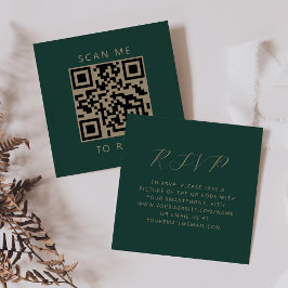 Budget Emerald Gold Script Wedding QR Code UAWG Begleitkarte