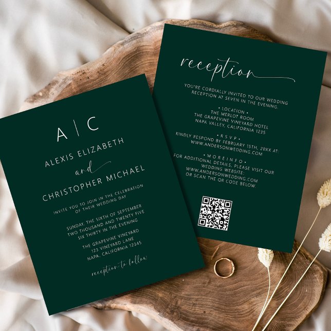 Budget Emerald Green All in one Wedding QR Code (Von Creator hochgeladen)