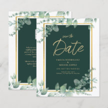 Budget Emerald Green Botanical Gold Wedite Einladu