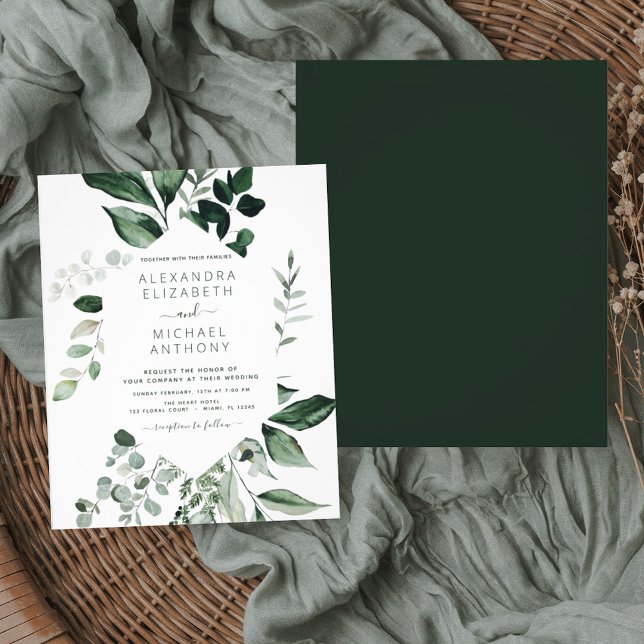 Budget Emerald Green Eucalyptus Greenerity Wedding Flyer (Von Creator hochgeladen)