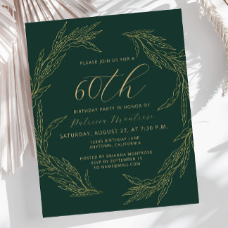 Budget Emerald Green Gold 60. Geburtstag Einladung