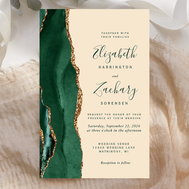 Budget Emerald Green Gold Agate Champagne Wedding (Von Creator hochgeladen)