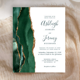 Budget Emerald Green Gold Agate Script Wedding