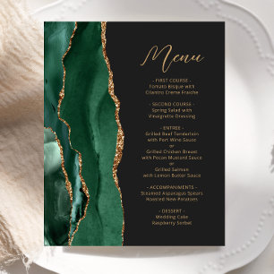 Budget Emerald Green Gold Agate Wedding Menü