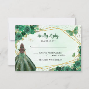 Budget Emerald Green Gold Floral Princess UAWG Mitteilungskarte