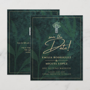 Budget Emerald Green Gold Moderne Hochzeit Einladu