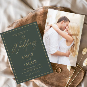Budget Emerald Green Gold Wedding Foto Picture Flyer