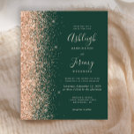 Budget Emerald Green Peach Glitzer Hochzeit Einlad<br><div class="desc">Die links Kulisse dieser eleganten,  modernen Hochzeitseinladung besticht durch einen Glitzer mit Pfirsichfarben und Imitaten. Der anpassbare Text kombiniert blasspfirsichfarbene Handschrift,  Copperplate und kursiv Schriftart auf einem smaragdgrünen Hintergrund. Auf der Rückseite befindet sich ein passender Pfirsichpfirsichbau und smaragdgrünes Design.</div>