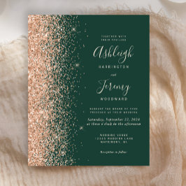 Budget Emerald Green Peach Glitzer Hochzeit Einlad