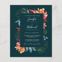 Budget Emerald Green Rusty Orange Floral Wedding