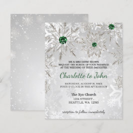 Budget Emerald Green Snowflakes Einladung Hochzeit