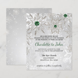 Budget Emerald Green Snowflakes Einladung Hochzeit