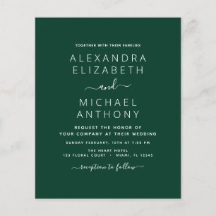Budget Emerald Green Wedding Einladung Flyer