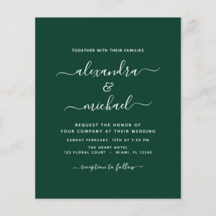 Budget Emerald Green Wedding mit Foto Einladung Flyer