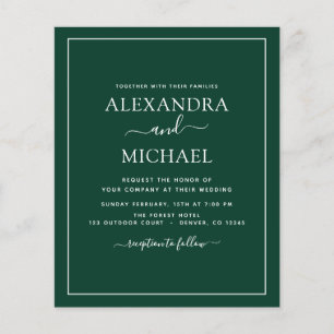 Budget Emerald Green Wedding Modern Typografy Fly Flyer